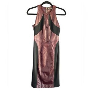 Gianni Versace leather knee length burgundy red plum mini sexy dress size 36